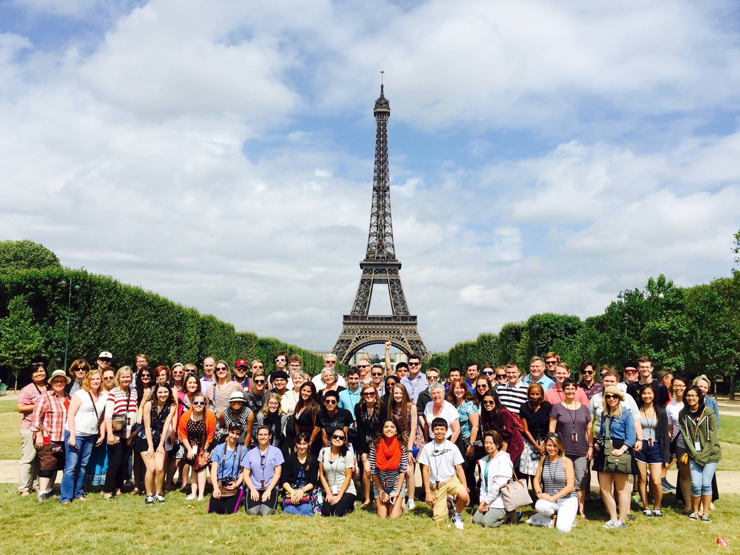 Group photo near the Eiffel Tower in Paris