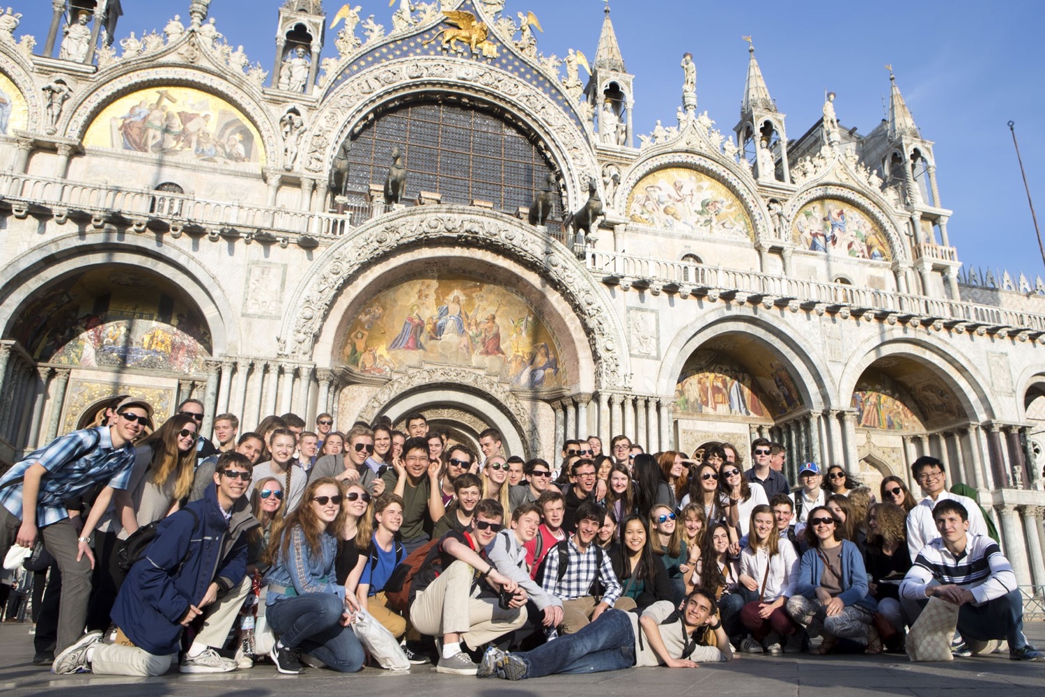 Group photo in front of Saint Mark's Basilica in Venice