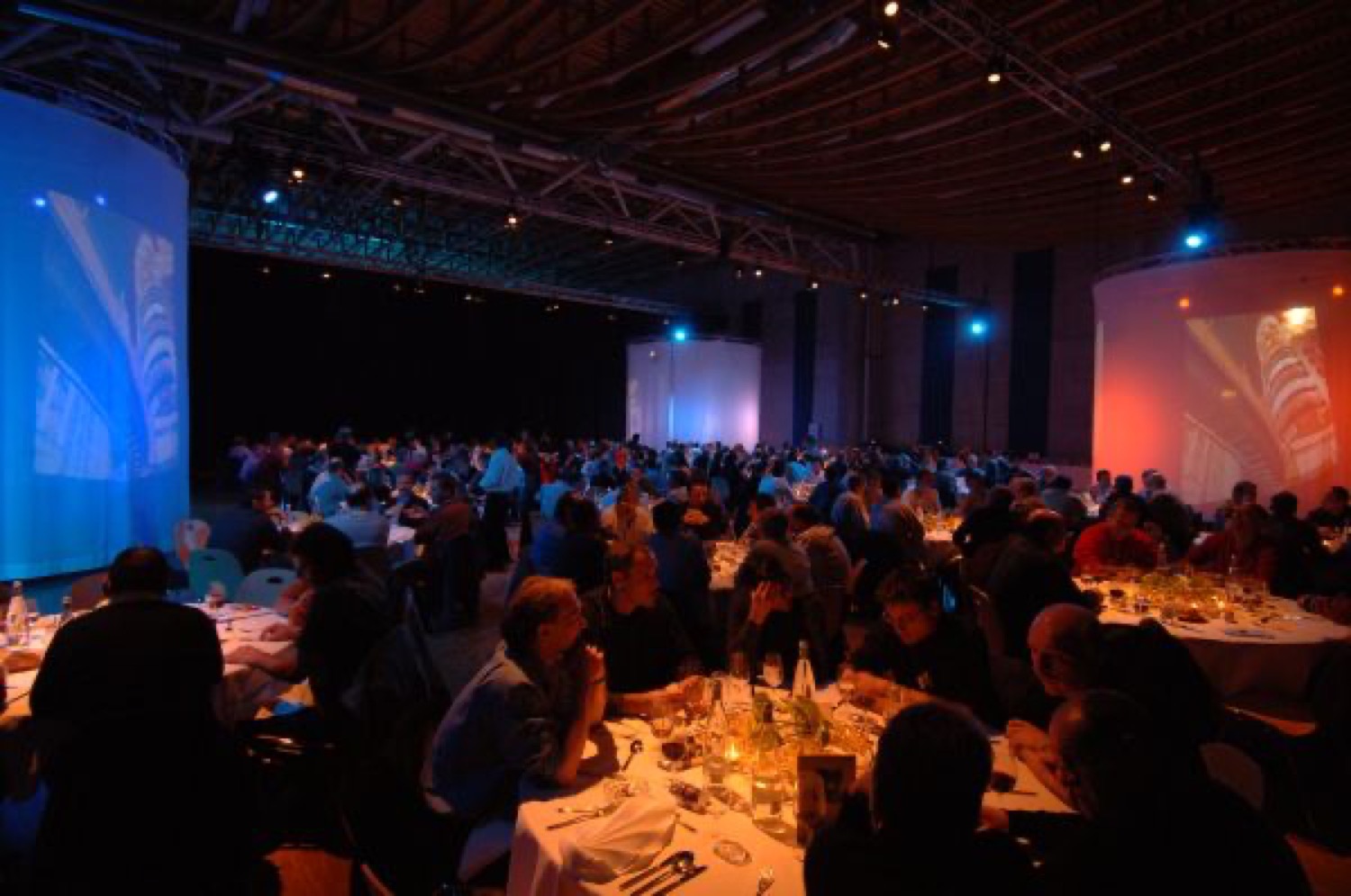 Gala dinner and presentation stage for a corporate event